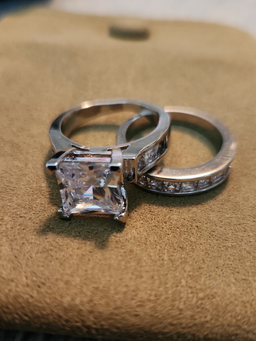 White/ S925 CZ Princess Cut Bridal Ring Set